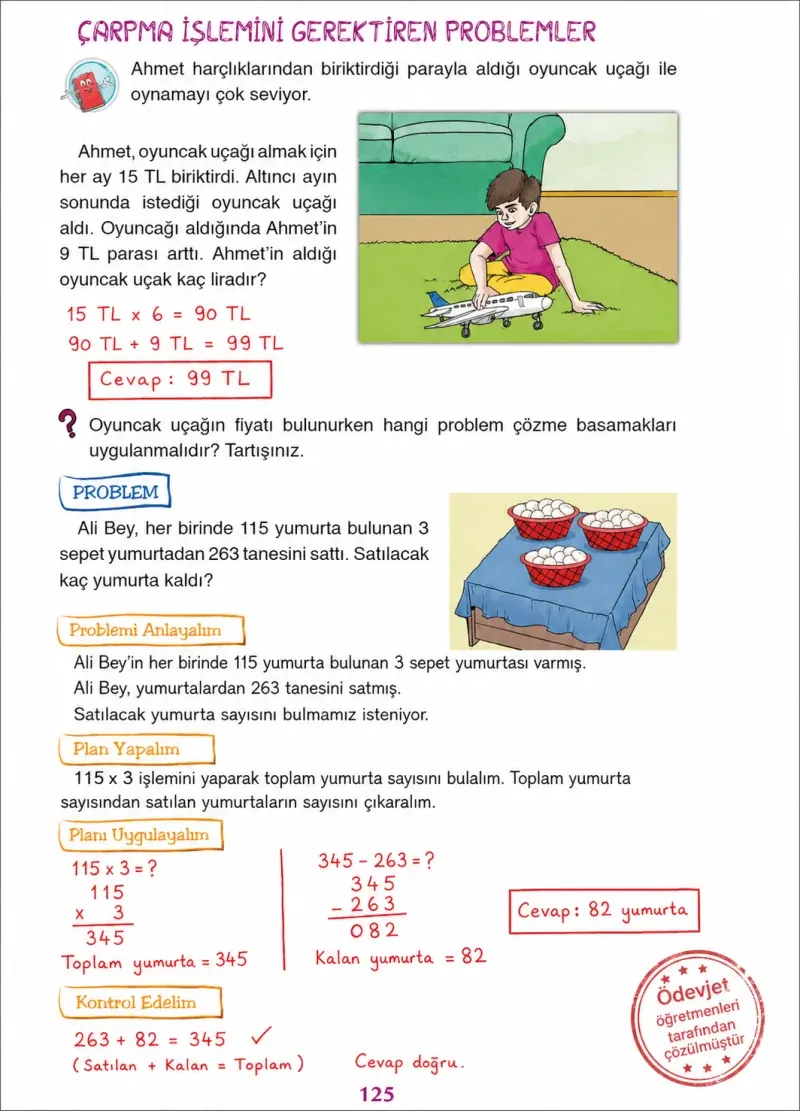 3. Sınıf Matematik Ders Kitabı Cevapları Ada Yayınları Sayfa 125 Çözüm Görseli