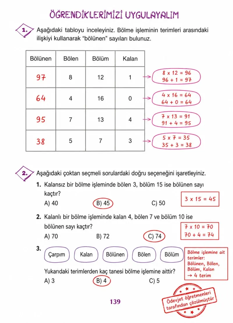 3. Sınıf Matematik Ders Kitabı Cevapları Ada Yayınları Sayfa 139 Çözüm Görseli