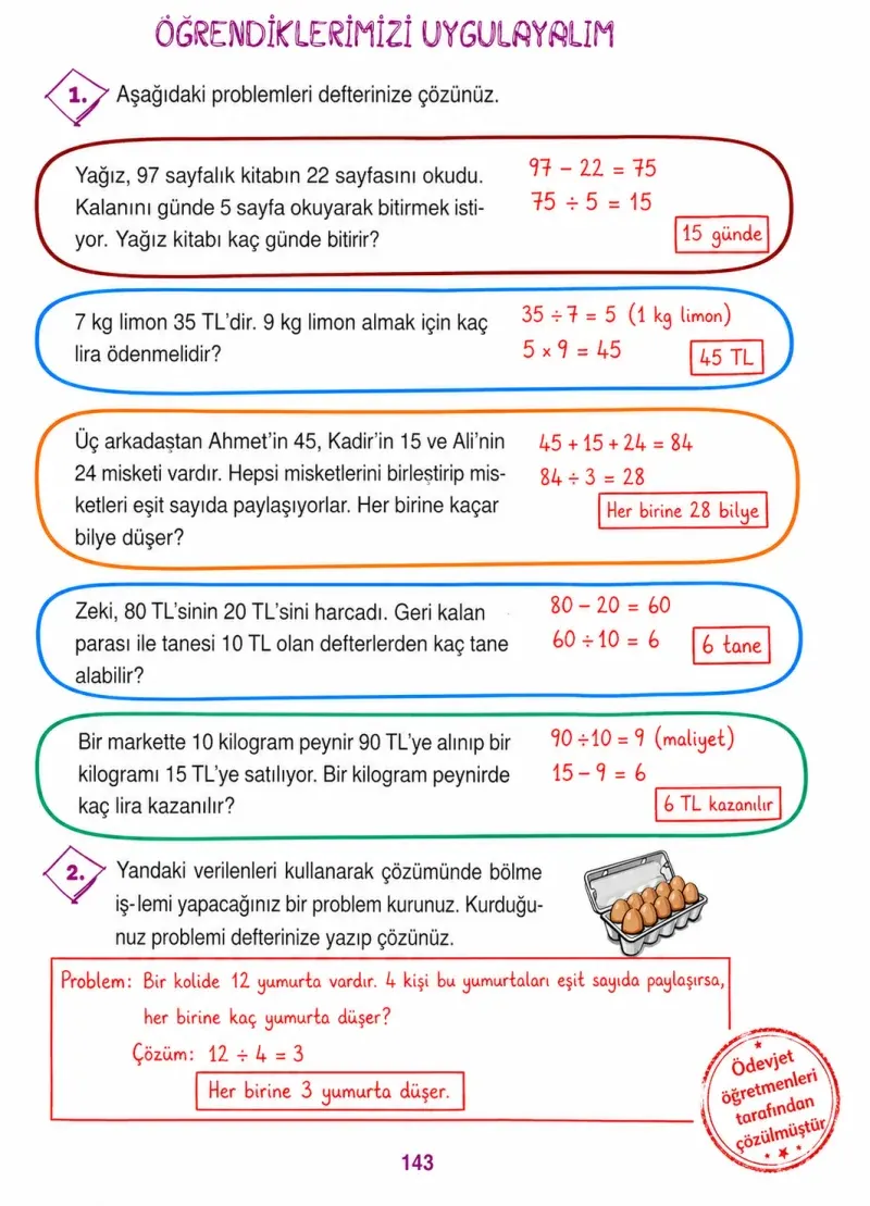 3. Sınıf Matematik Ders Kitabı Cevapları Ada Yayınları Sayfa 143 Çözüm Görseli