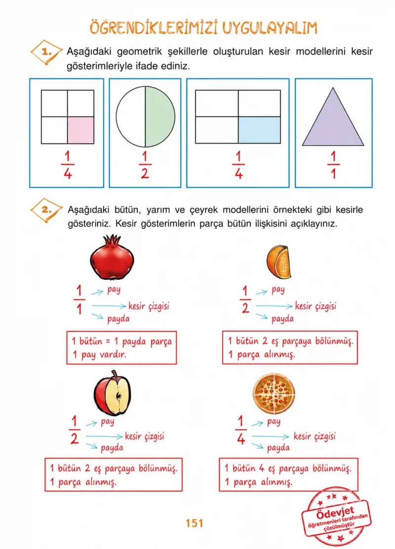3. Sınıf Matematik Ders Kitabı Cevapları Ada Yayınları Sayfa 151 Çözüm Görseli