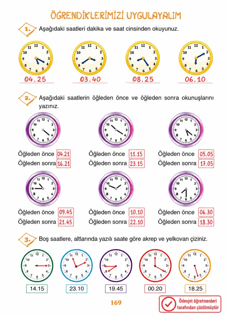 3. Sınıf Matematik Ders Kitabı Cevapları Ada Yayınları Sayfa 169 Çözüm Görseli