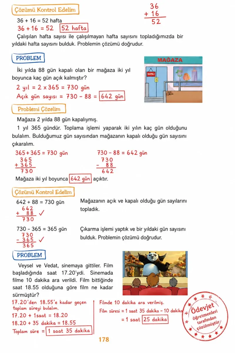 3. Sınıf Matematik Ders Kitabı Cevapları Ada Yayınları Sayfa 178 Çözüm Görseli