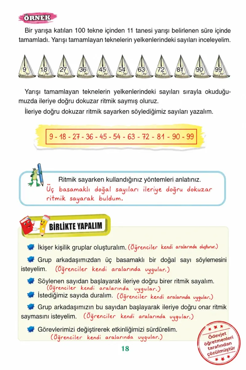 3. Sınıf Matematik Ders Kitabı Cevapları Ada Yayınları Sayfa 18 Çözüm Görseli