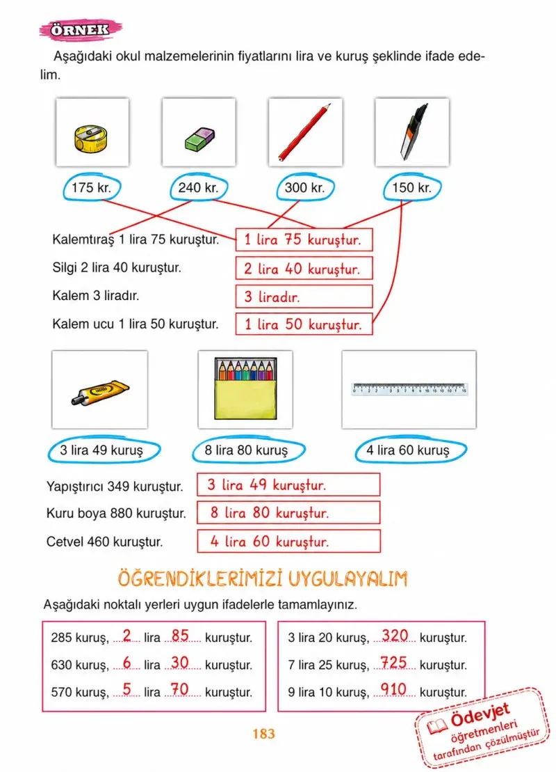 3. Sınıf Matematik Ders Kitabı Cevapları Ada Yayınları Sayfa 183 Çözüm Görseli