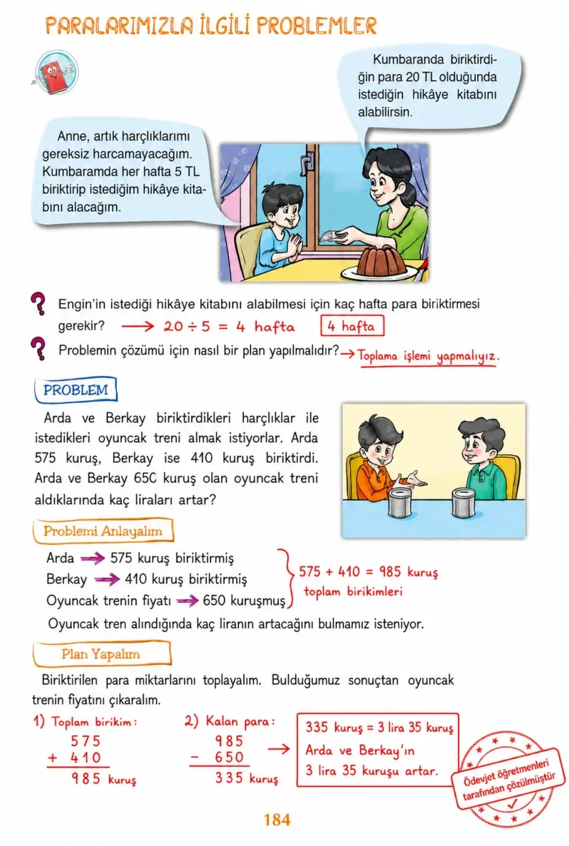 3. Sınıf Matematik Ders Kitabı Cevapları Ada Yayınları Sayfa 184 Çözüm Görseli