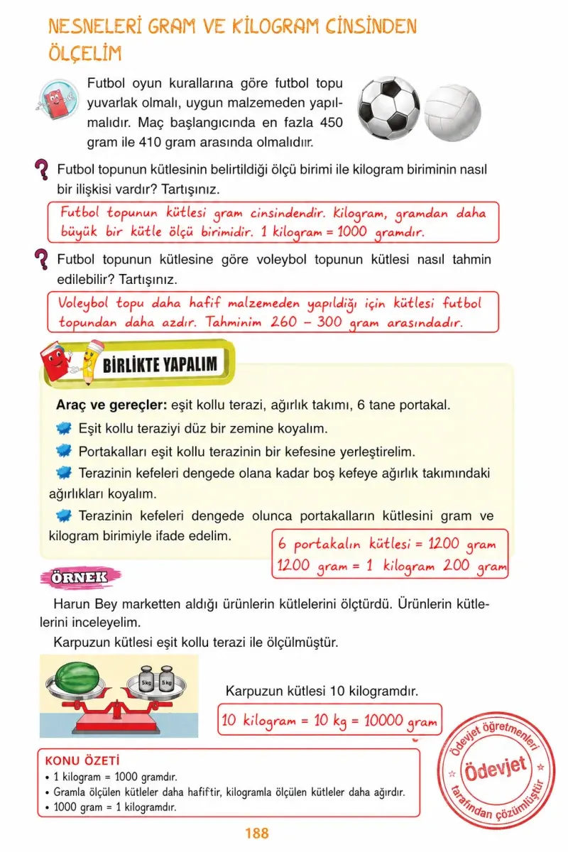 3. Sınıf Matematik Ders Kitabı Cevapları Ada Yayınları Sayfa 188 Çözüm Görseli