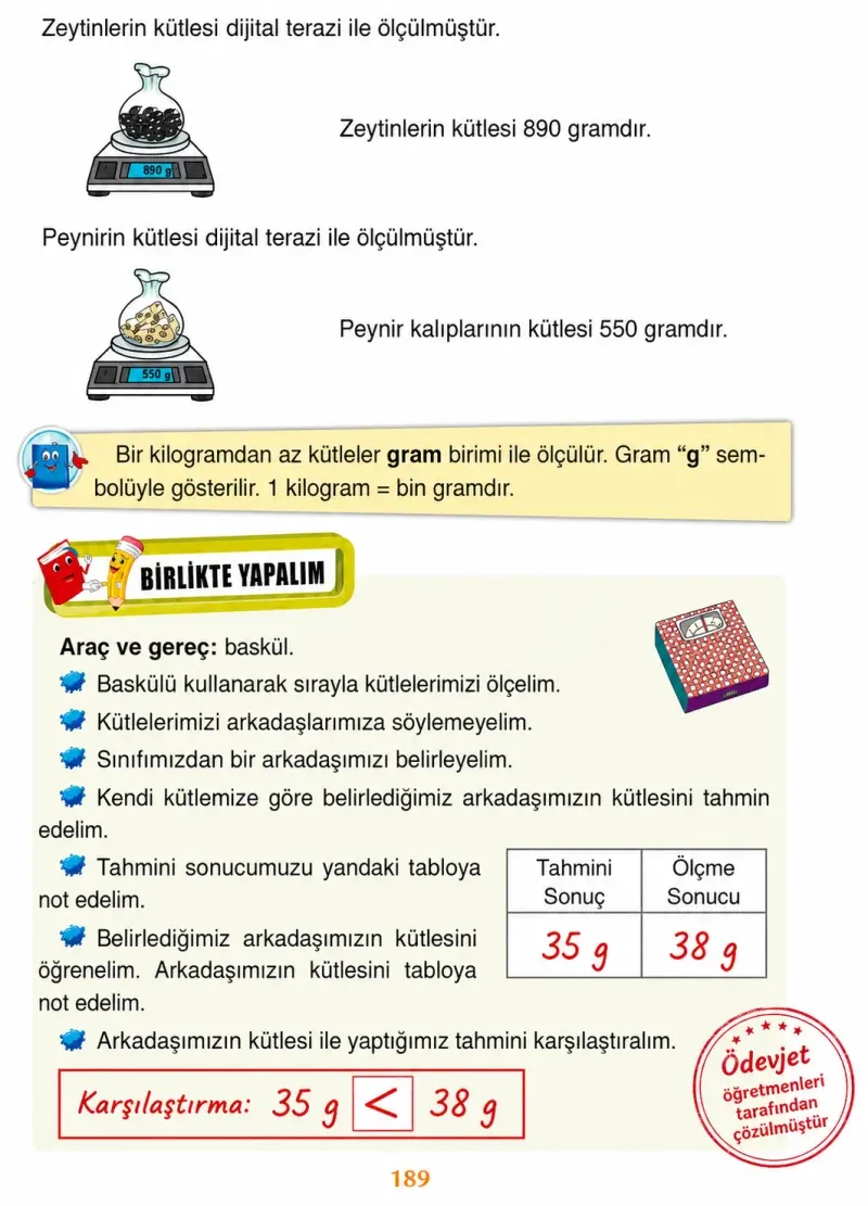 3. Sınıf Matematik Ders Kitabı Cevapları Ada Yayınları Sayfa 189 Çözüm Görseli