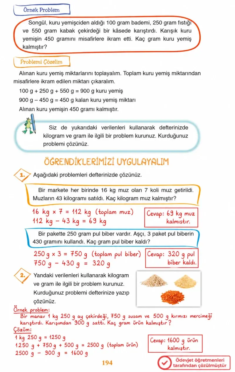 3. Sınıf Matematik Ders Kitabı Cevapları Ada Yayınları Sayfa 194 Çözüm Görseli
