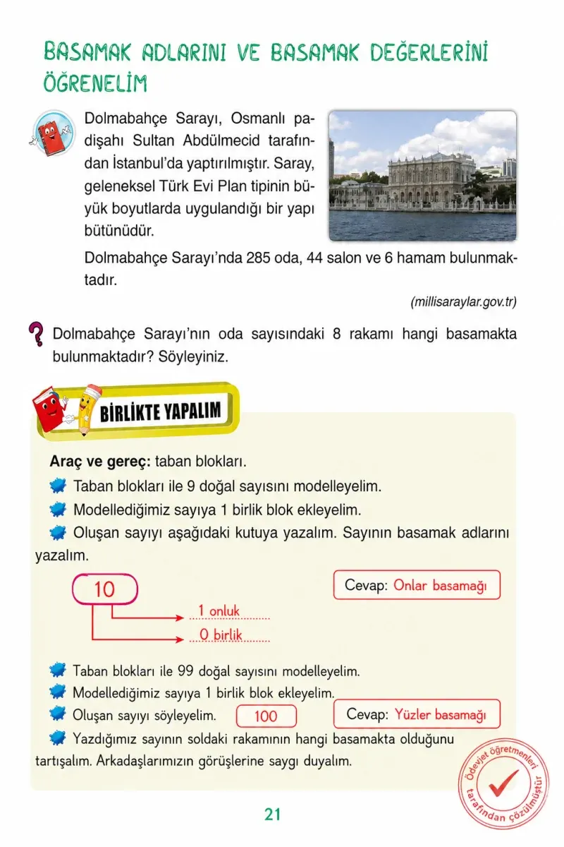 3. Sınıf Matematik Ders Kitabı Cevapları Ada Yayınları Sayfa 21 Çözüm Görseli