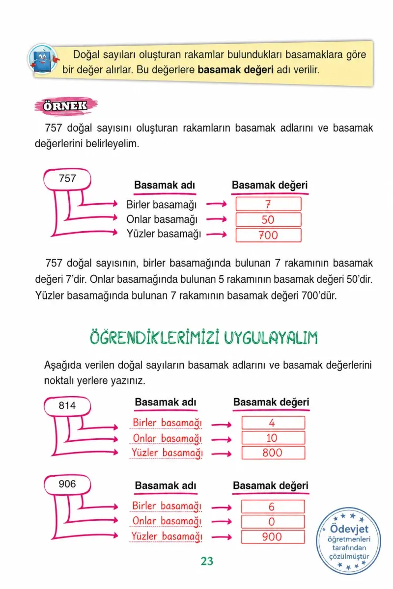 3. Sınıf Matematik Ders Kitabı Cevapları Ada Yayınları Sayfa 23 Çözüm Görseli
