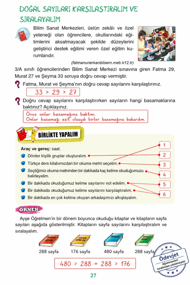 3. Sınıf Matematik Ders Kitabı Cevapları Ada Yayınları Sayfa 27 Çözüm Görseli
