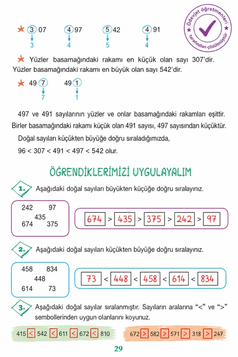 3. Sınıf Matematik Ders Kitabı Cevapları Ada Yayınları Sayfa 29 Çözüm Görseli