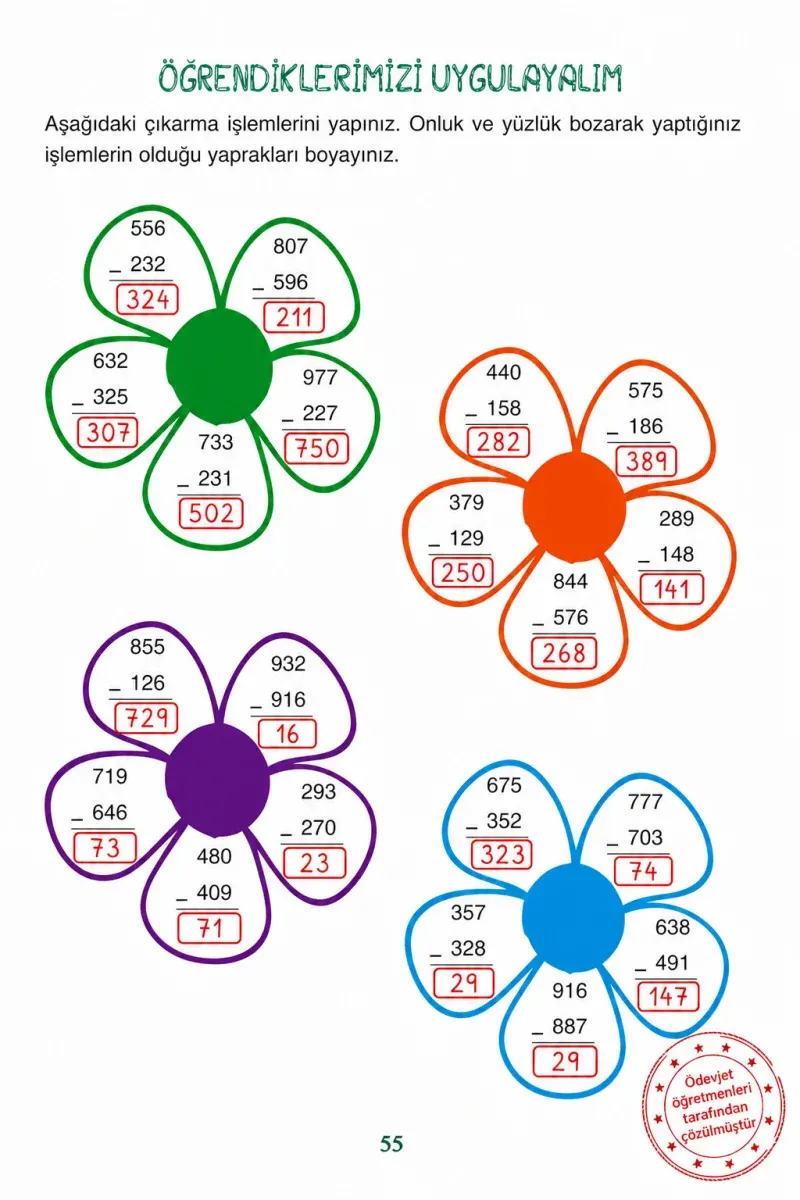 3. Sınıf Matematik Ders Kitabı Cevapları Ada Yayınları Sayfa 55 Çözüm Görseli