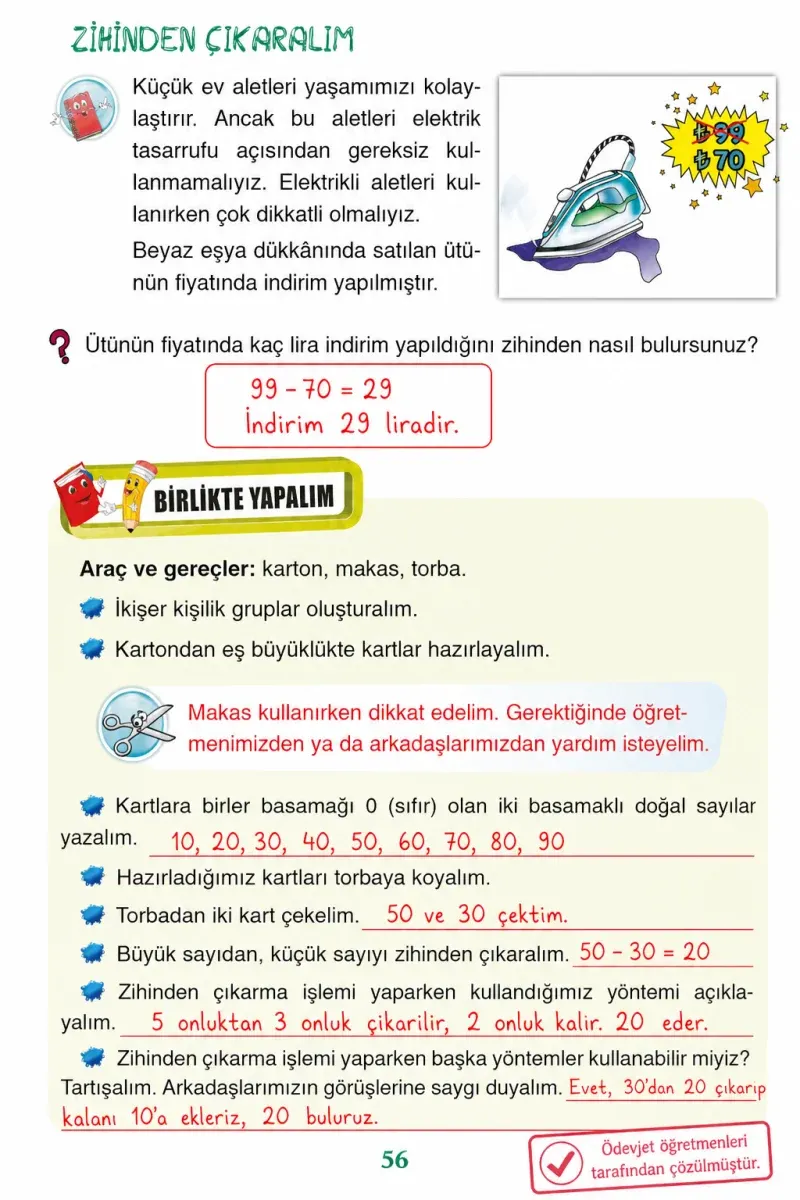 3. Sınıf Matematik Ders Kitabı Cevapları Ada Yayınları Sayfa 56 Çözüm Görseli