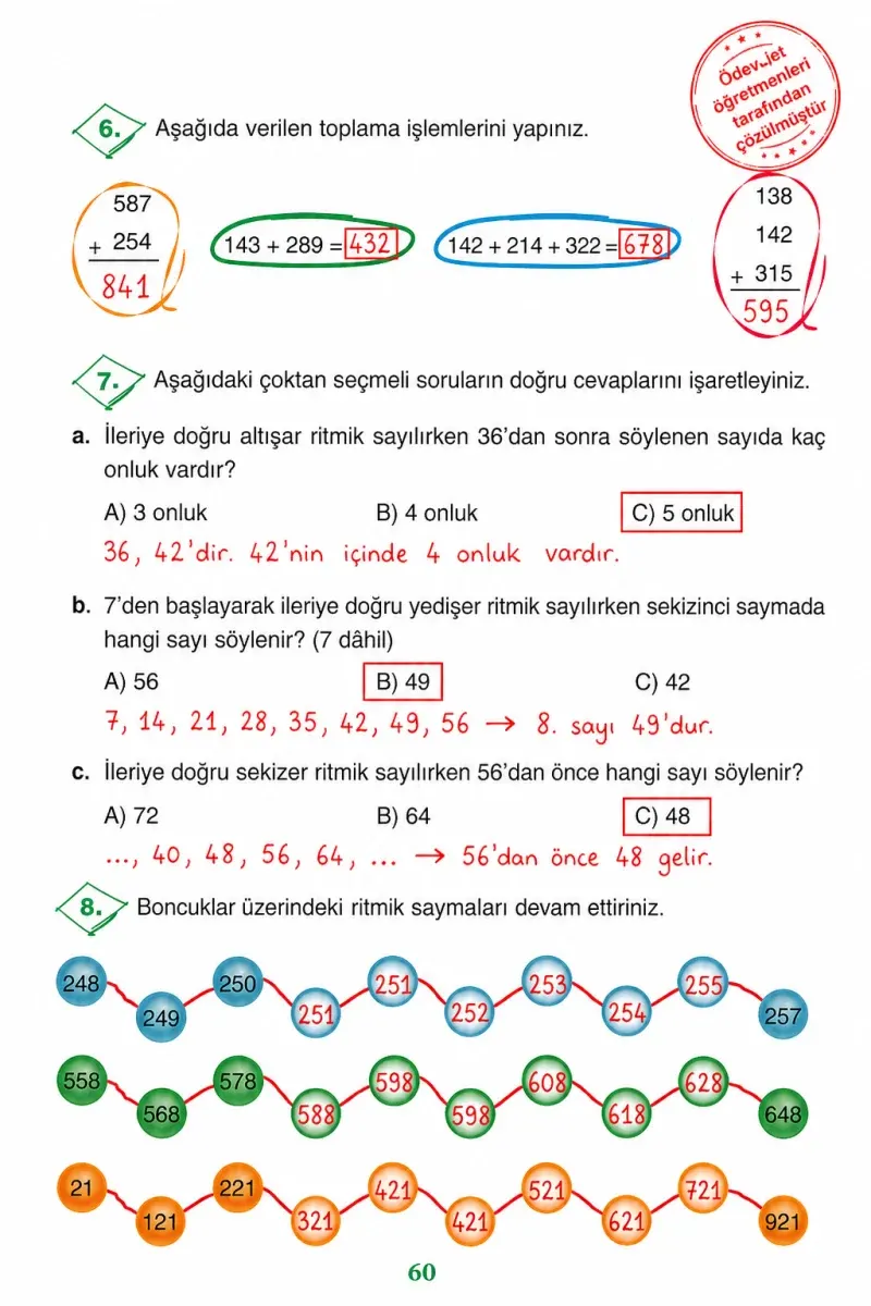 3. Sınıf Matematik Ders Kitabı Cevapları Ada Yayınları Sayfa 60 Çözüm Görseli