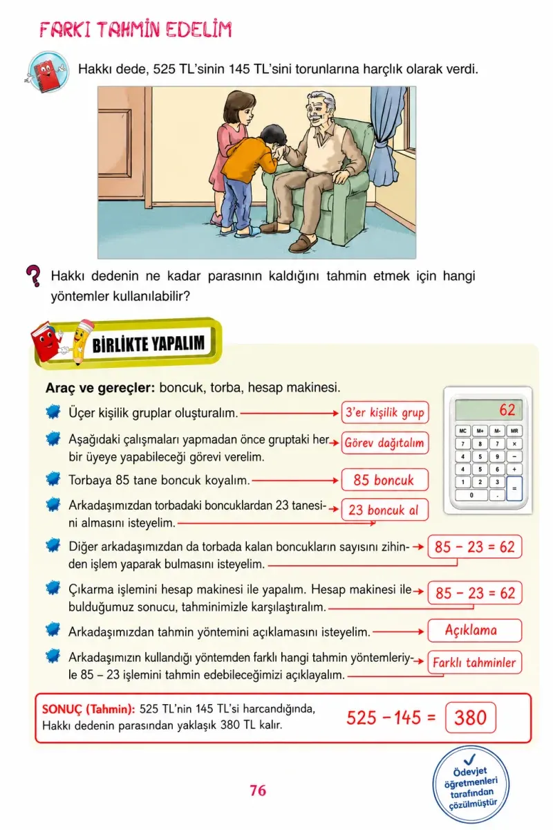 3. Sınıf Matematik Ders Kitabı Cevapları Ada Yayınları Sayfa 76 Çözüm Görseli