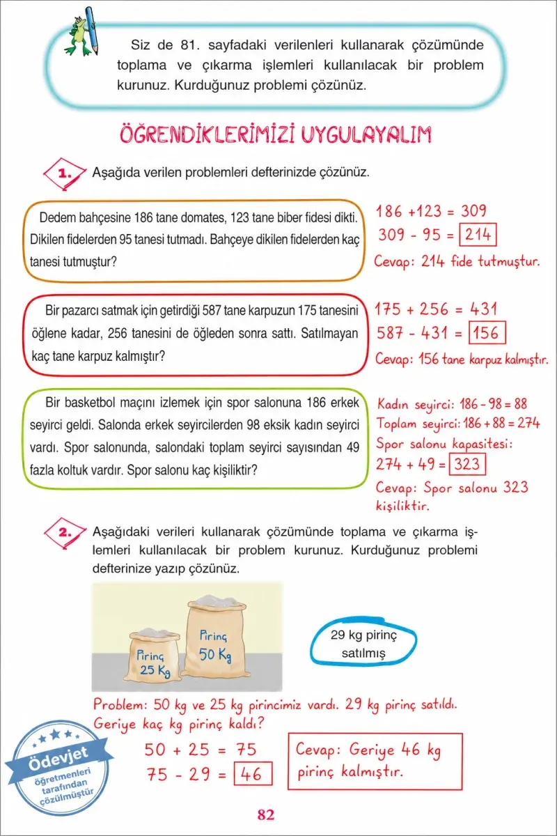 3. Sınıf Matematik Ders Kitabı Cevapları Ada Yayınları Sayfa 82 Çözüm Görseli