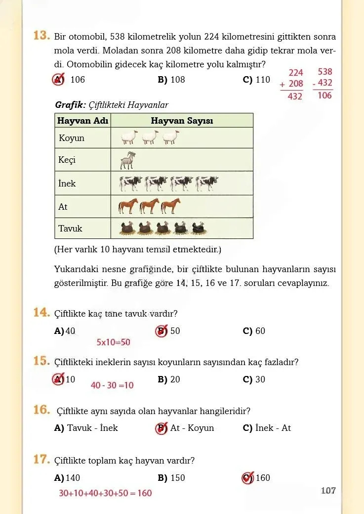 3. Sınıf Matematik Ders Kitabı Cevapları Ekoyay Yayınları Sayfa 107 Çözüm Görseli