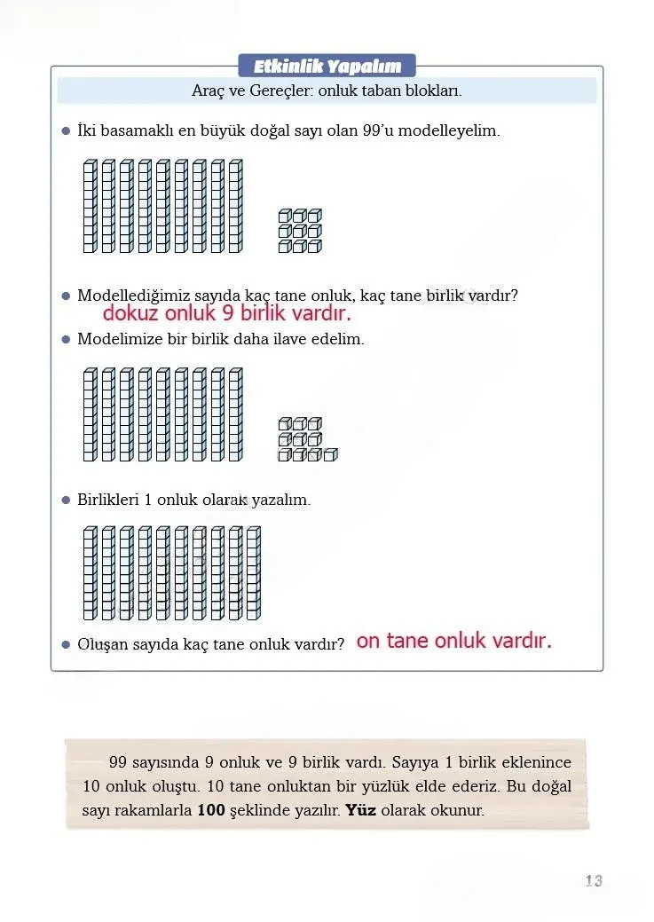3. Sınıf Matematik Ders Kitabı Cevapları Ekoyay Yayınları Sayfa 13 Çözüm Görseli