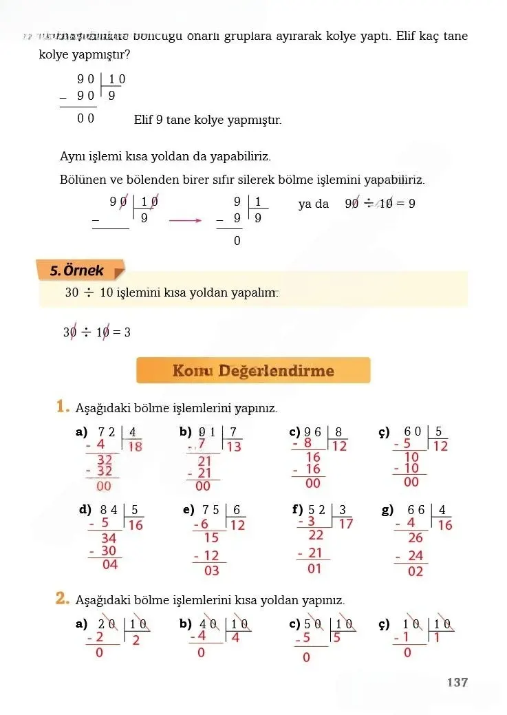 3. Sınıf Matematik Ders Kitabı Cevapları Ekoyay Yayınları Sayfa 137 Çözüm Görseli
