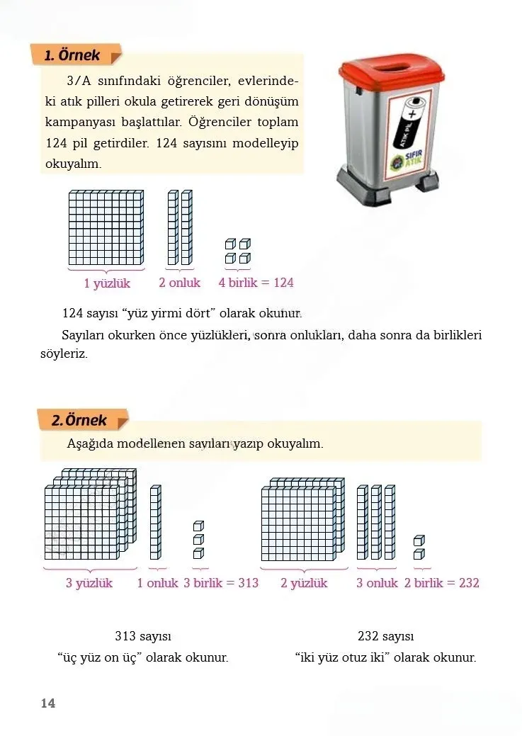 3. Sınıf Matematik Ders Kitabı Cevapları Ekoyay Yayınları Sayfa 14 Çözüm Görseli