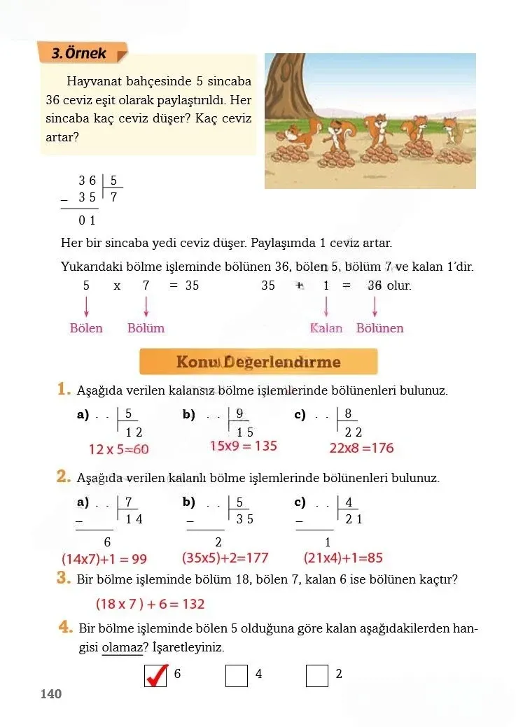 3. Sınıf Matematik Ders Kitabı Cevapları Ekoyay Yayınları Sayfa 140 Çözüm Görseli