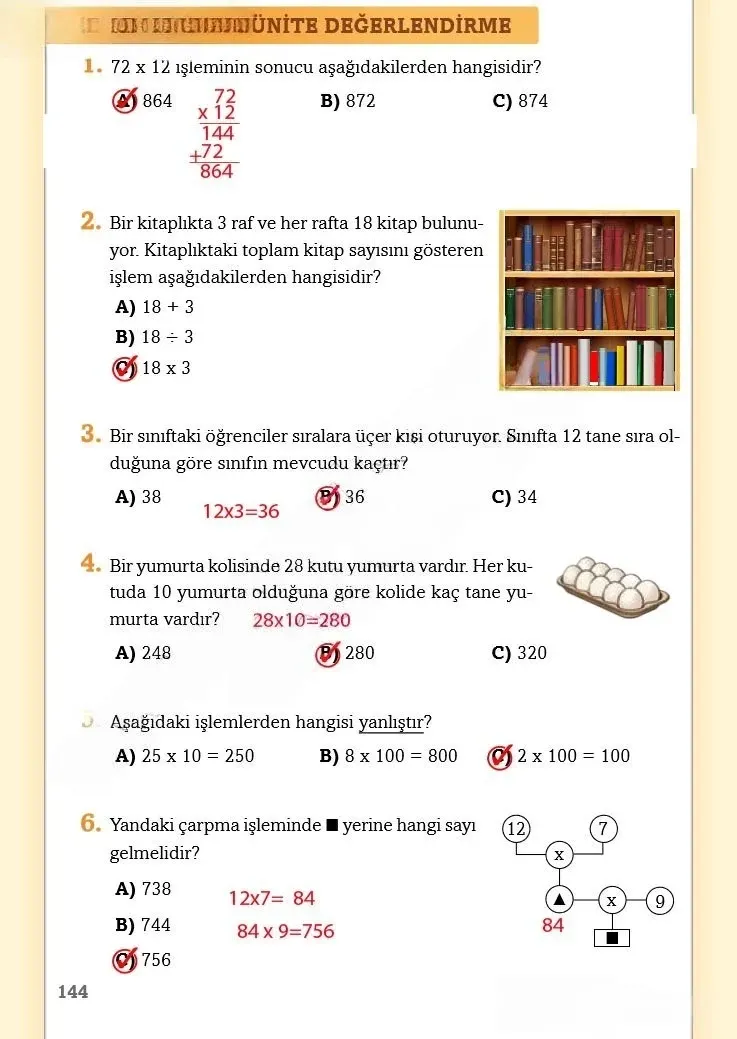 3. Sınıf Matematik Ders Kitabı Cevapları Ekoyay Yayınları Sayfa 144 Çözüm Görseli