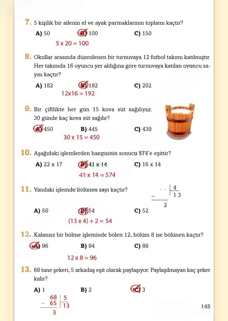 3. Sınıf Matematik Ders Kitabı Cevapları Ekoyay Yayınları Sayfa 145 Çözüm Görseli