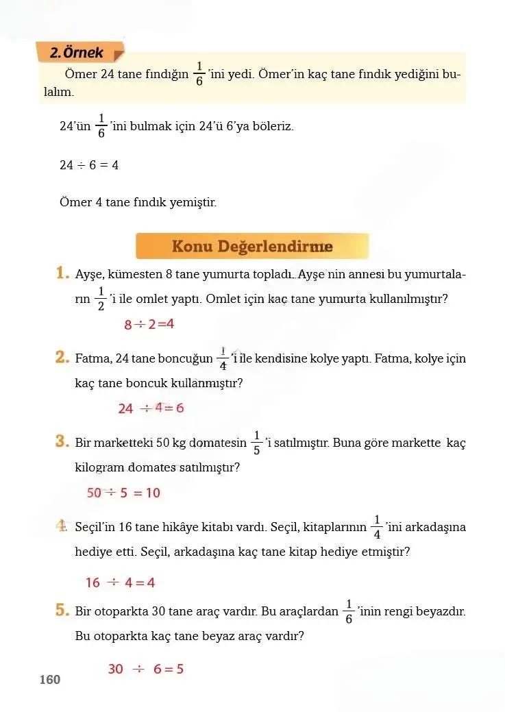 3. Sınıf Matematik Ders Kitabı Cevapları Ekoyay Yayınları Sayfa 160 Çözüm Görseli