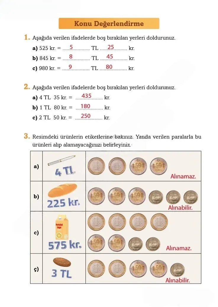 3. Sınıf Matematik Ders Kitabı Cevapları Ekoyay Yayınları Sayfa 181 Çözüm Görseli
