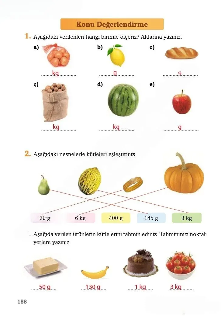 3. Sınıf Matematik Ders Kitabı Cevapları Ekoyay Yayınları Sayfa 188 Çözüm Görseli