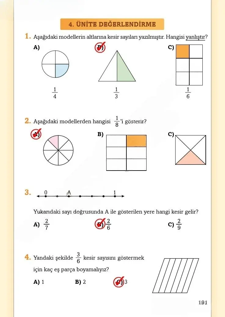 3. Sınıf Matematik Ders Kitabı Cevapları Ekoyay Yayınları Sayfa 191 Çözüm Görseli