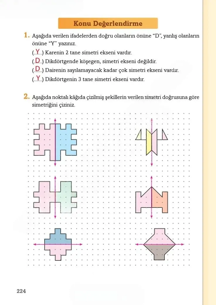 3. Sınıf Matematik Ders Kitabı Cevapları Ekoyay Yayınları Sayfa 224 Çözüm Görseli