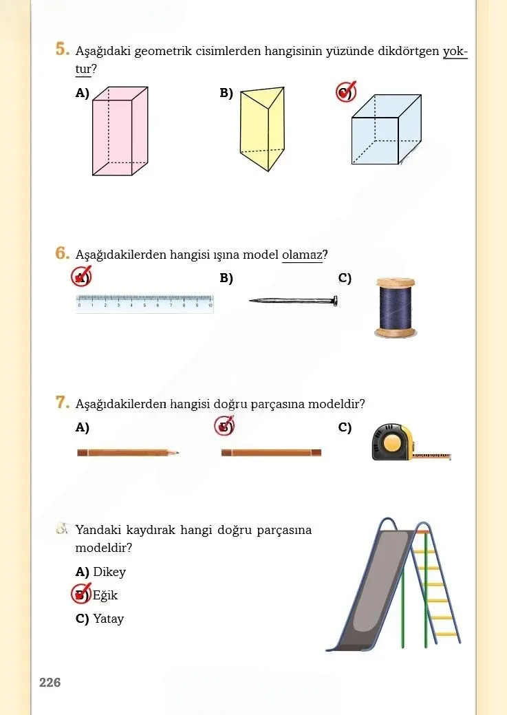 3. Sınıf Matematik Ders Kitabı Cevapları Ekoyay Yayınları Sayfa 226 Çözüm Görseli