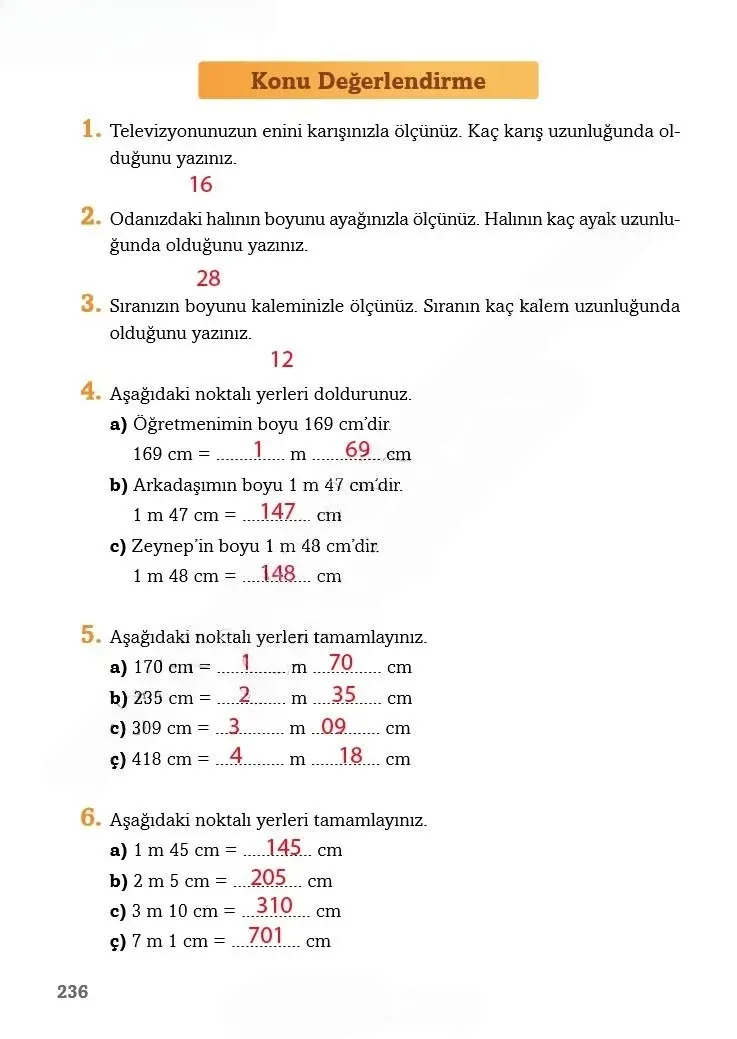 3. Sınıf Matematik Ders Kitabı Cevapları Ekoyay Yayınları Sayfa 236 Çözüm Görseli