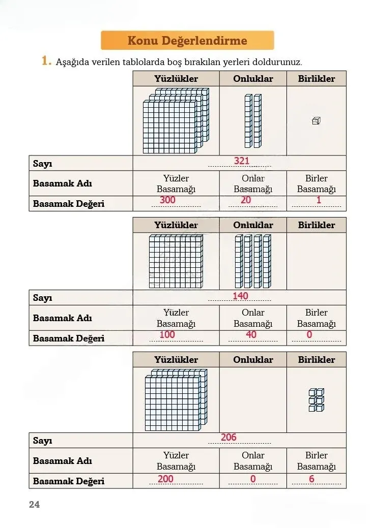 3. Sınıf Matematik Ders Kitabı Cevapları Ekoyay Yayınları Sayfa 24 Çözüm Görseli
