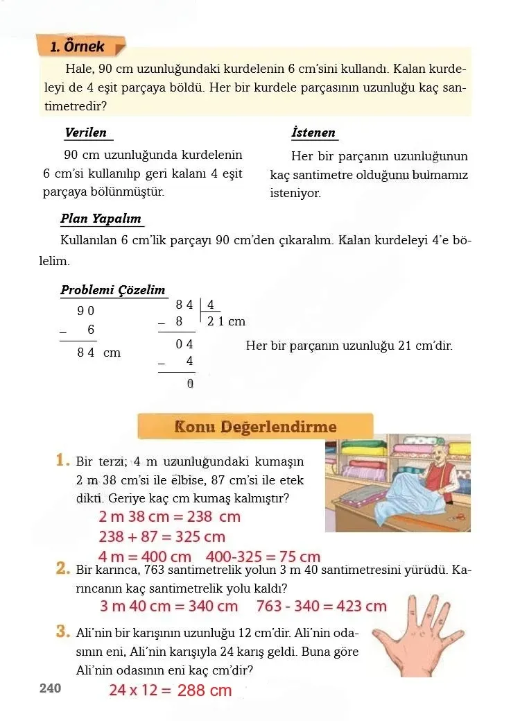 3. Sınıf Matematik Ders Kitabı Cevapları Ekoyay Yayınları Sayfa 240 Çözüm Görseli