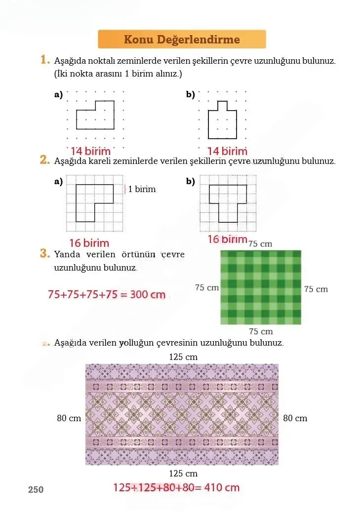 3. Sınıf Matematik Ders Kitabı Cevapları Ekoyay Yayınları Sayfa 250 Çözüm Görseli