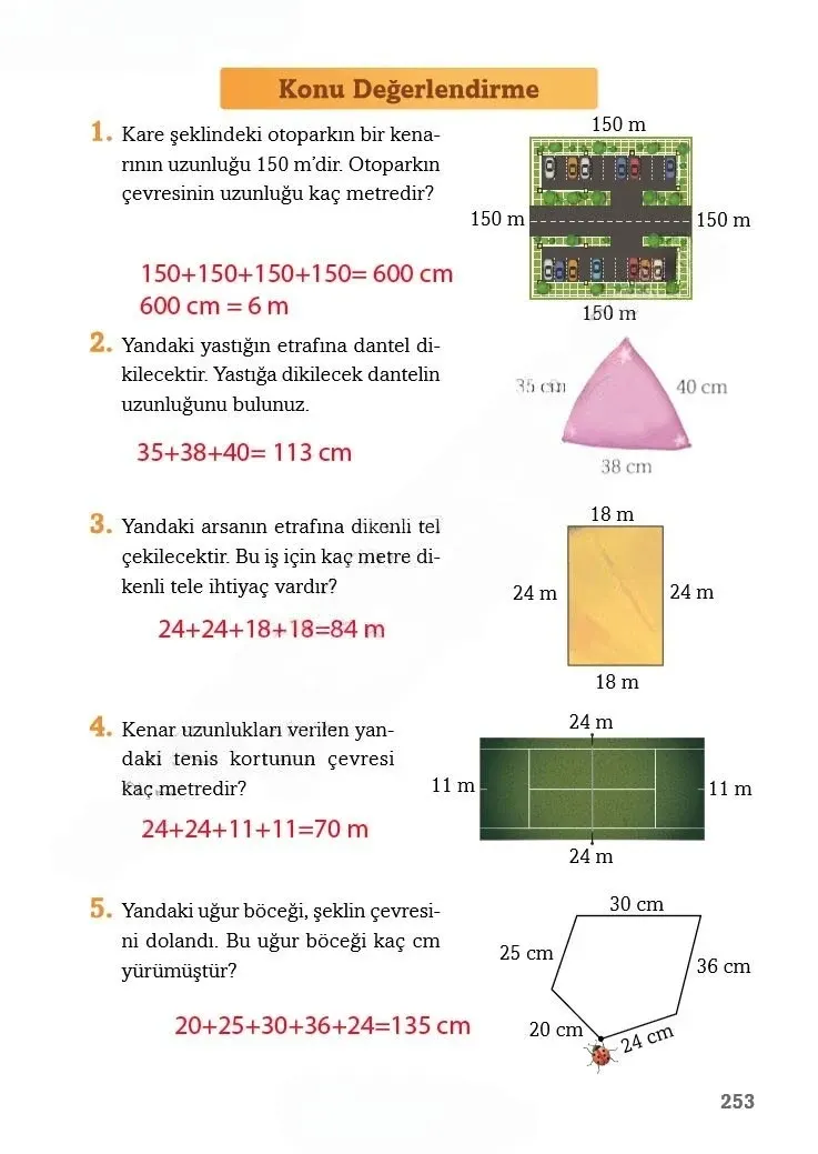 3. Sınıf Matematik Ders Kitabı Cevapları Ekoyay Yayınları Sayfa 253 Çözüm Görseli