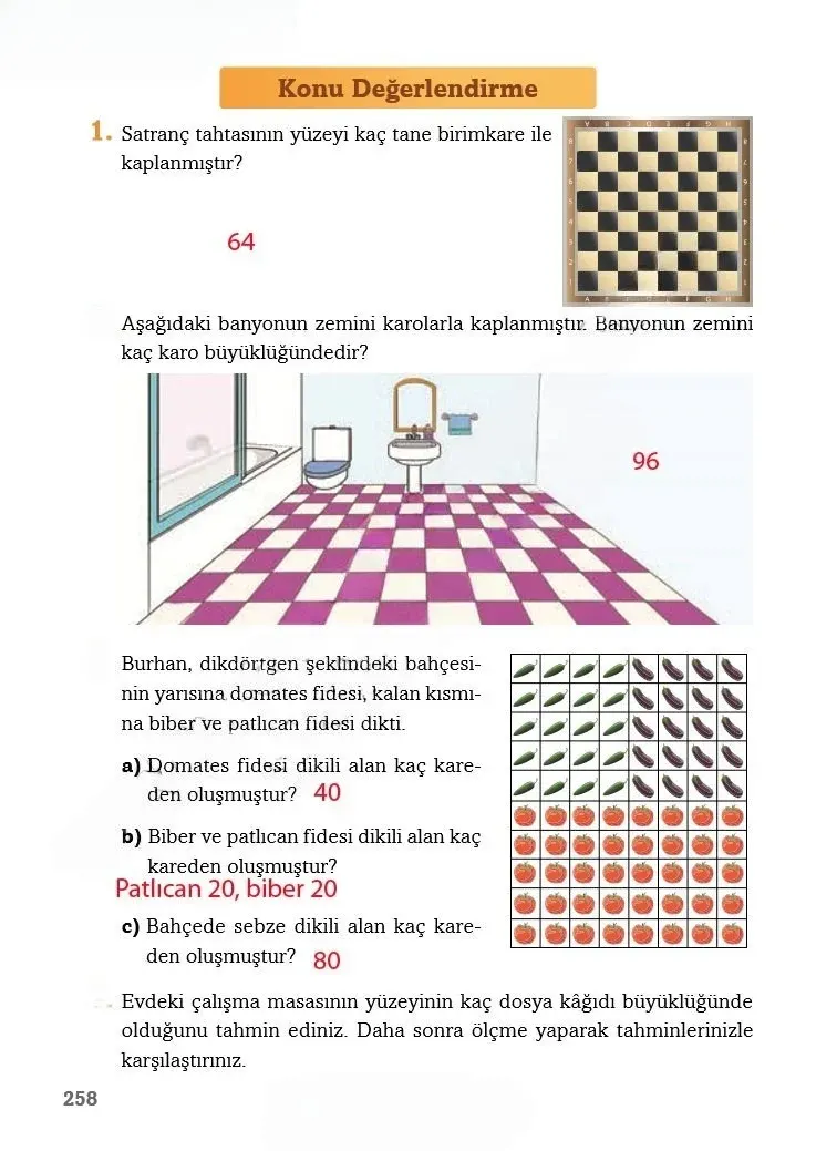 3. Sınıf Matematik Ders Kitabı Cevapları Ekoyay Yayınları Sayfa 258 Çözüm Görseli