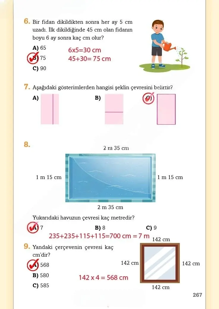 3. Sınıf Matematik Ders Kitabı Cevapları Ekoyay Yayınları Sayfa 267 Çözüm Görseli