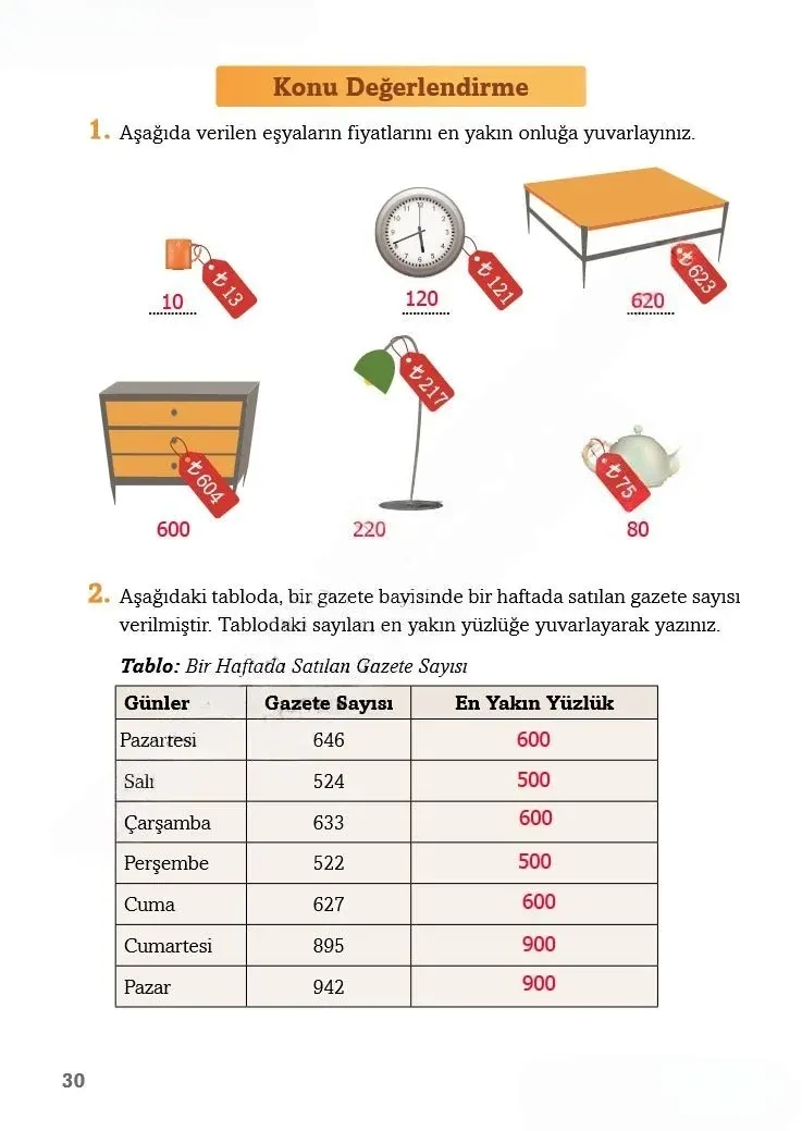 3. Sınıf Matematik Ders Kitabı Cevapları Ekoyay Yayınları Sayfa 30 Çözüm Görseli