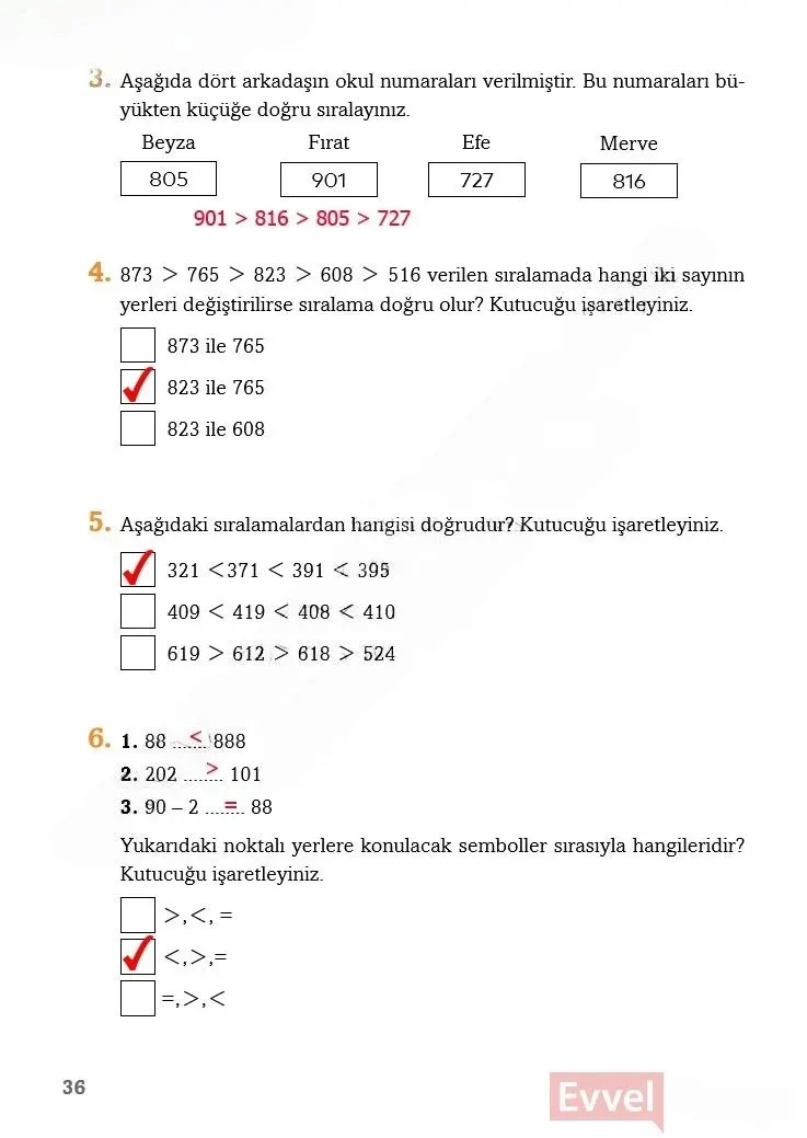 3. Sınıf Matematik Ders Kitabı Cevapları Ekoyay Yayınları Sayfa 36 Çözüm Görseli