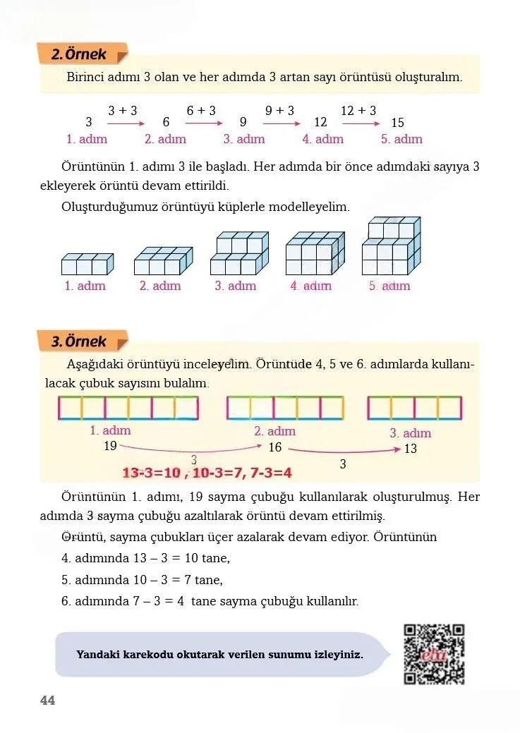 3. Sınıf Matematik Ders Kitabı Cevapları Ekoyay Yayınları Sayfa 44 Çözüm Görseli