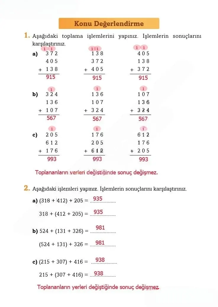 3. Sınıf Matematik Ders Kitabı Cevapları Ekoyay Yayınları Sayfa 61 Çözüm Görseli