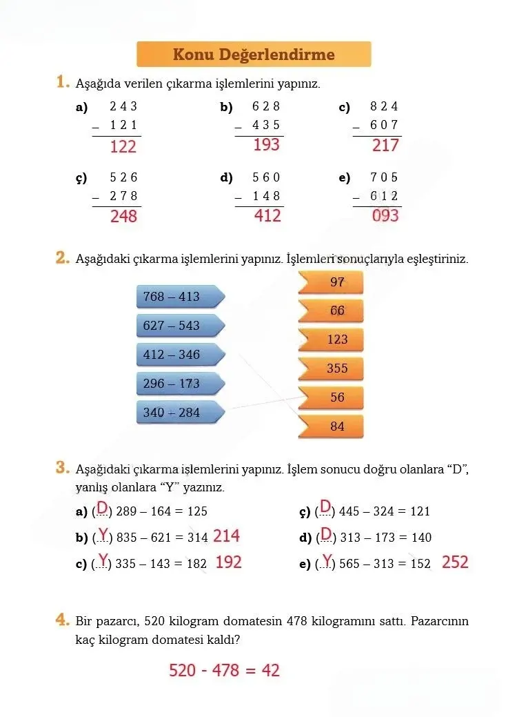 3. Sınıf Matematik Ders Kitabı Cevapları Ekoyay Yayınları Sayfa 65 Çözüm Görseli