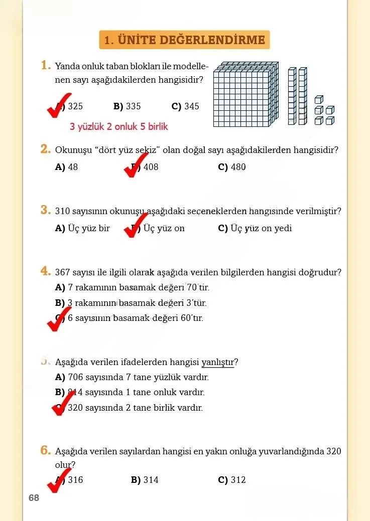 3. Sınıf Matematik Ders Kitabı Cevapları Ekoyay Yayınları Sayfa 68 Çözüm Görseli