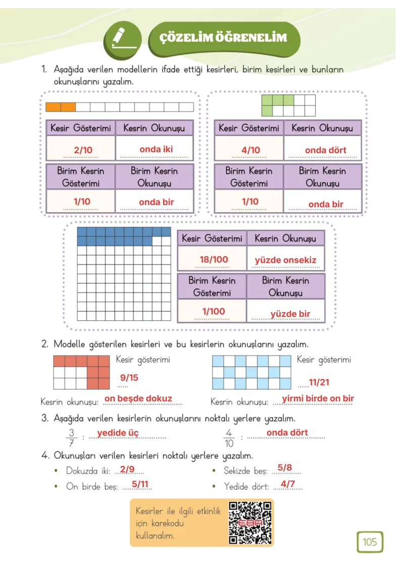 3. Sınıf Matematik Ders Kitabı Cevapları Meb Yayınları 1. Kitap Sayfa 105 Çözüm Görseli