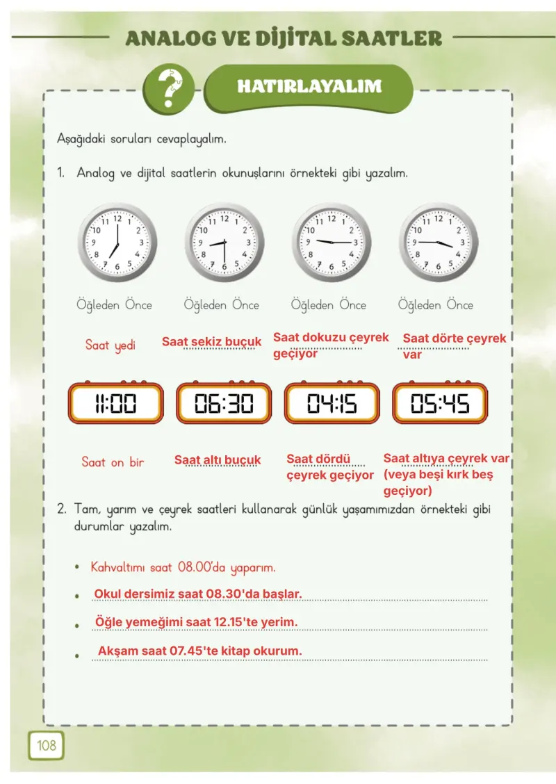 3. Sınıf Matematik Ders Kitabı Cevapları Meb Yayınları 1. Kitap Sayfa 108 Çözüm Görseli