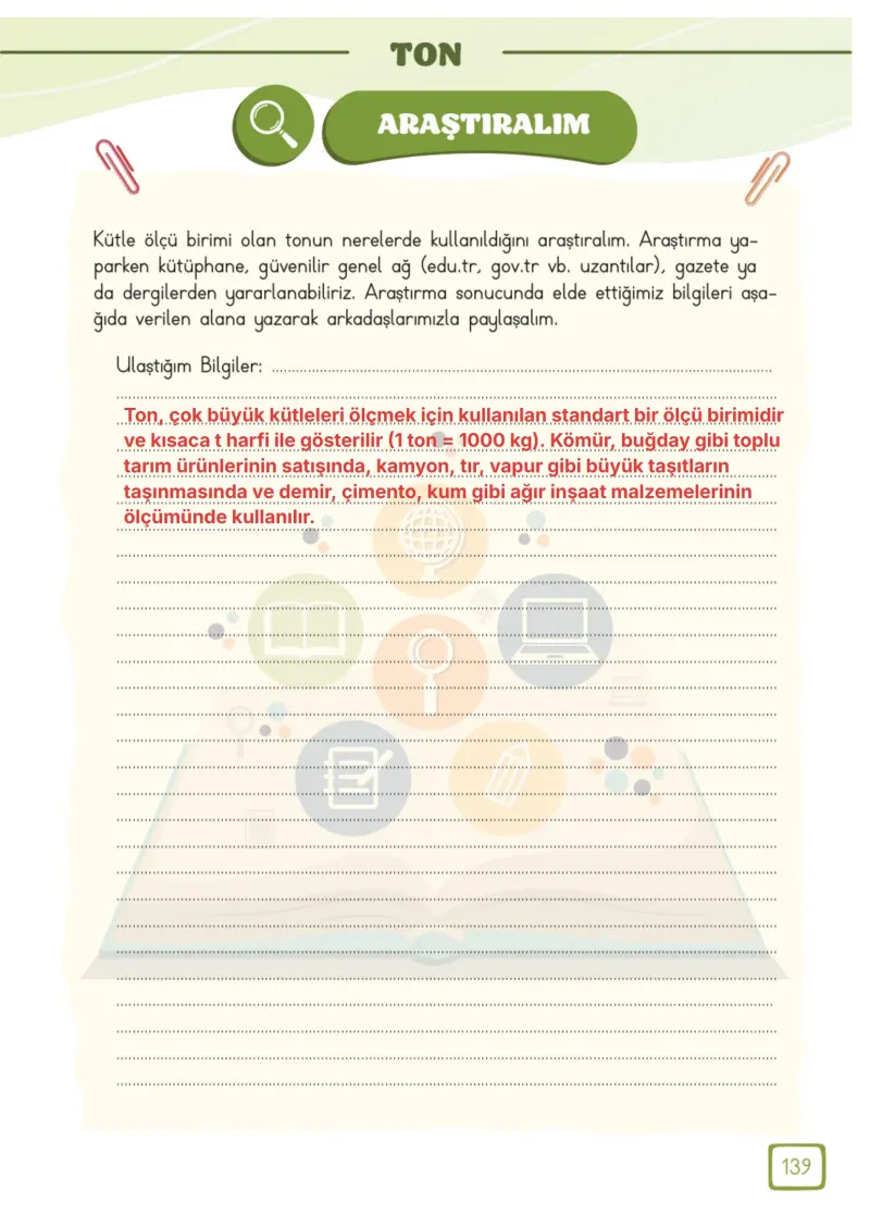 3. Sınıf Matematik Ders Kitabı Cevapları Meb Yayınları 1. Kitap Sayfa 139 Çözüm Görseli